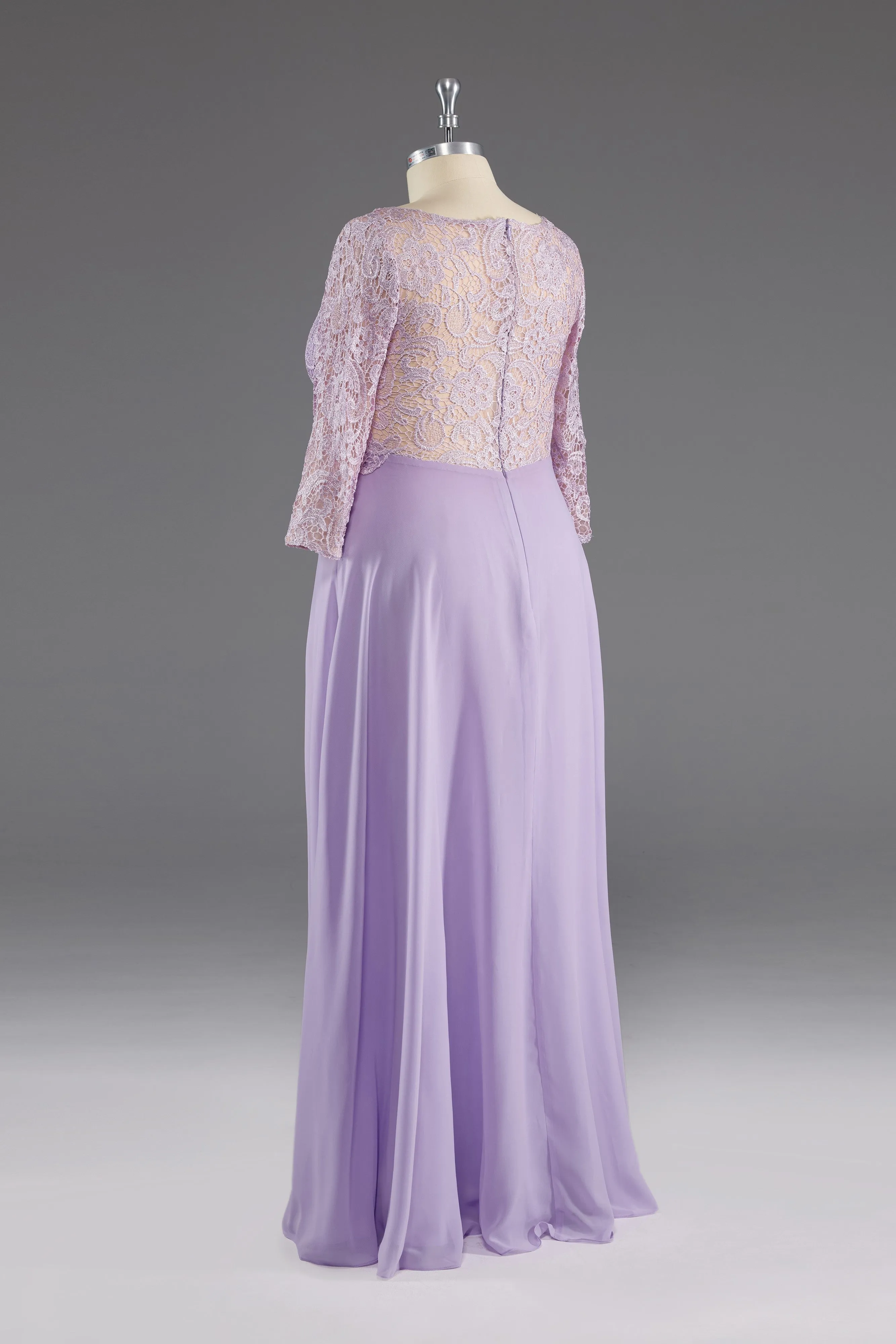 A-Line 3/4 Sleeves Scoop Lace Mother of The Bride Dress