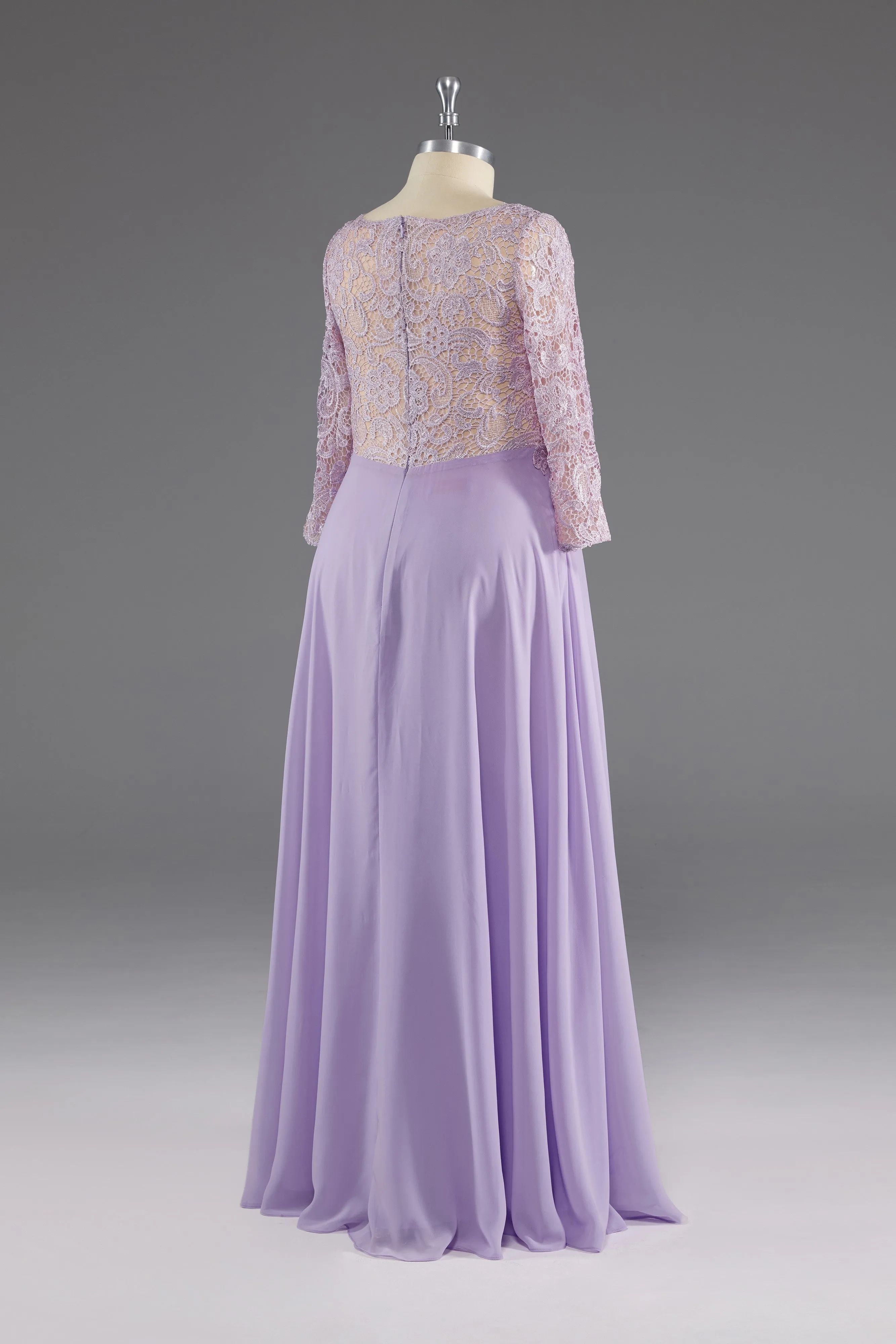 A-Line 3/4 Sleeves Scoop Lace Mother of The Bride Dress