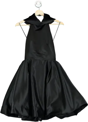 ALB Black Halter Neck Satin Dress UK 6
