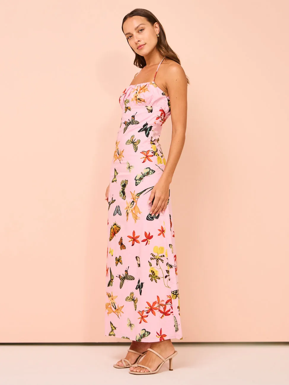 Ambra Maddalena Daisy Halterneck Dress in Butterfly Garden