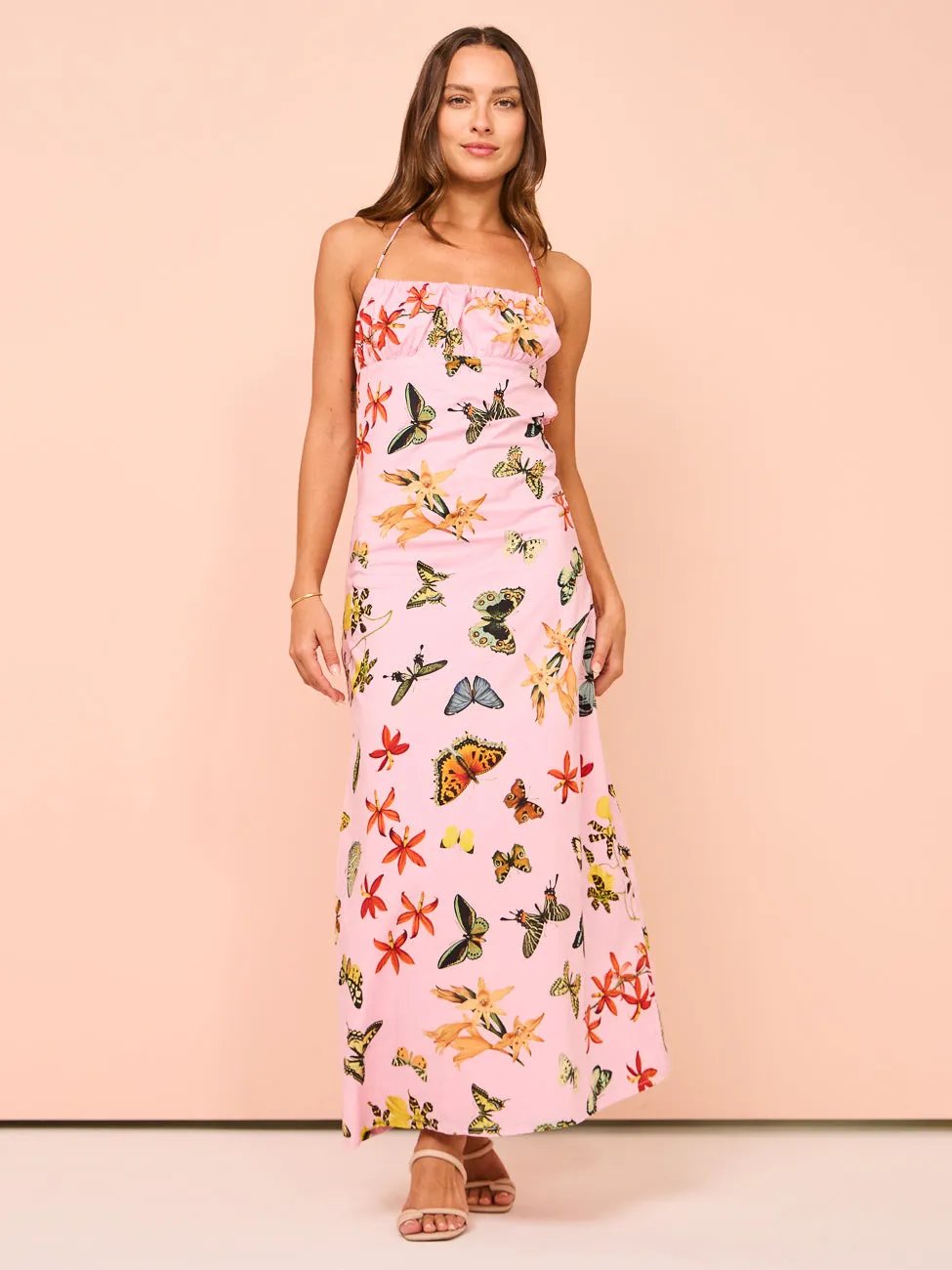 Ambra Maddalena Daisy Halterneck Dress in Butterfly Garden