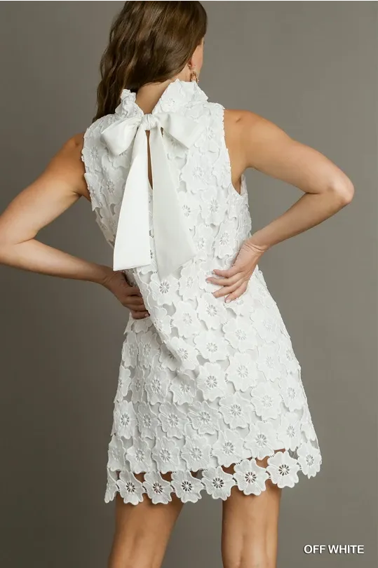 Floral Lace High Neck Dress