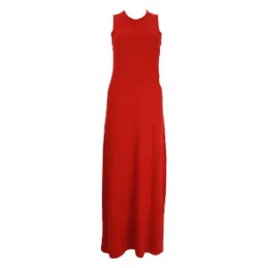 HALSTON INTERNATIONAL 1970s Red Cashmere Long Tank Dress and Cardigan Set