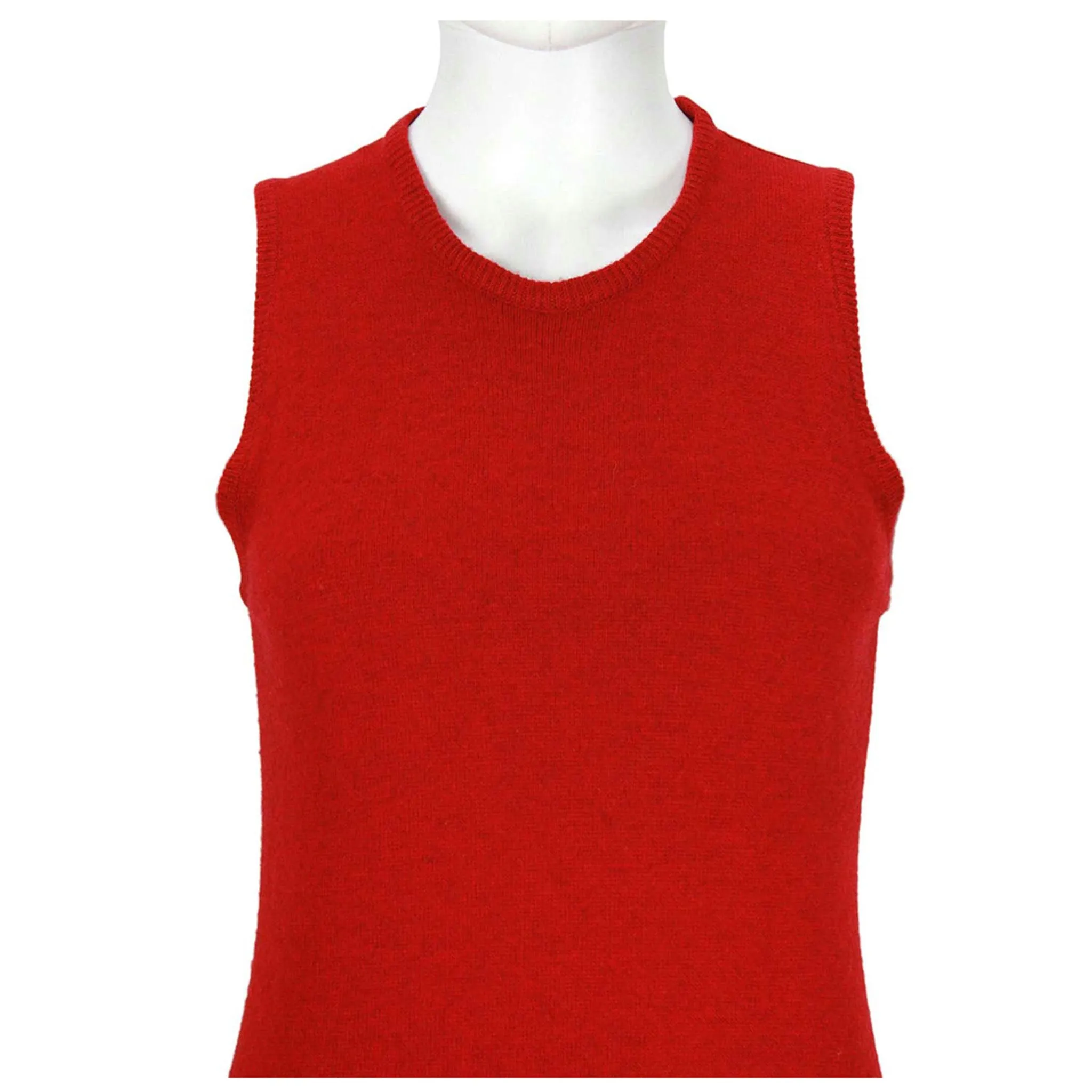 HALSTON INTERNATIONAL 1970s Red Cashmere Long Tank Dress and Cardigan Set