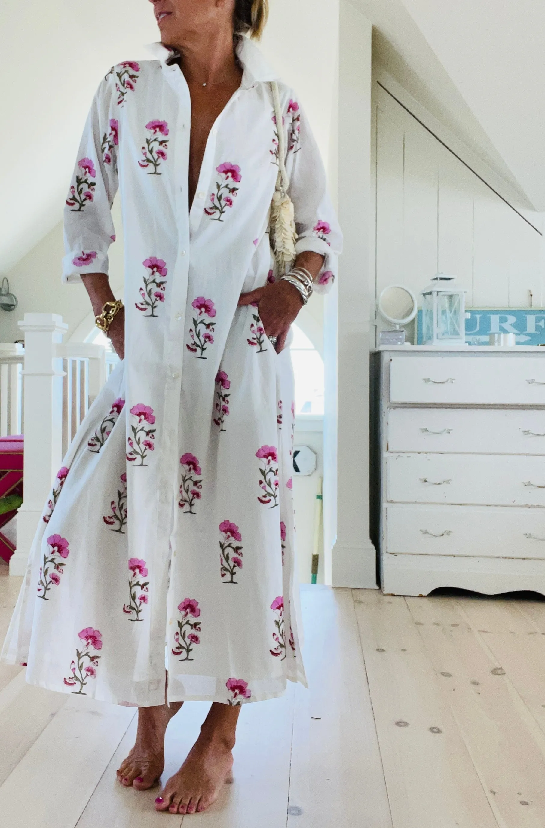 Hand Block Shirtdress in Poppy