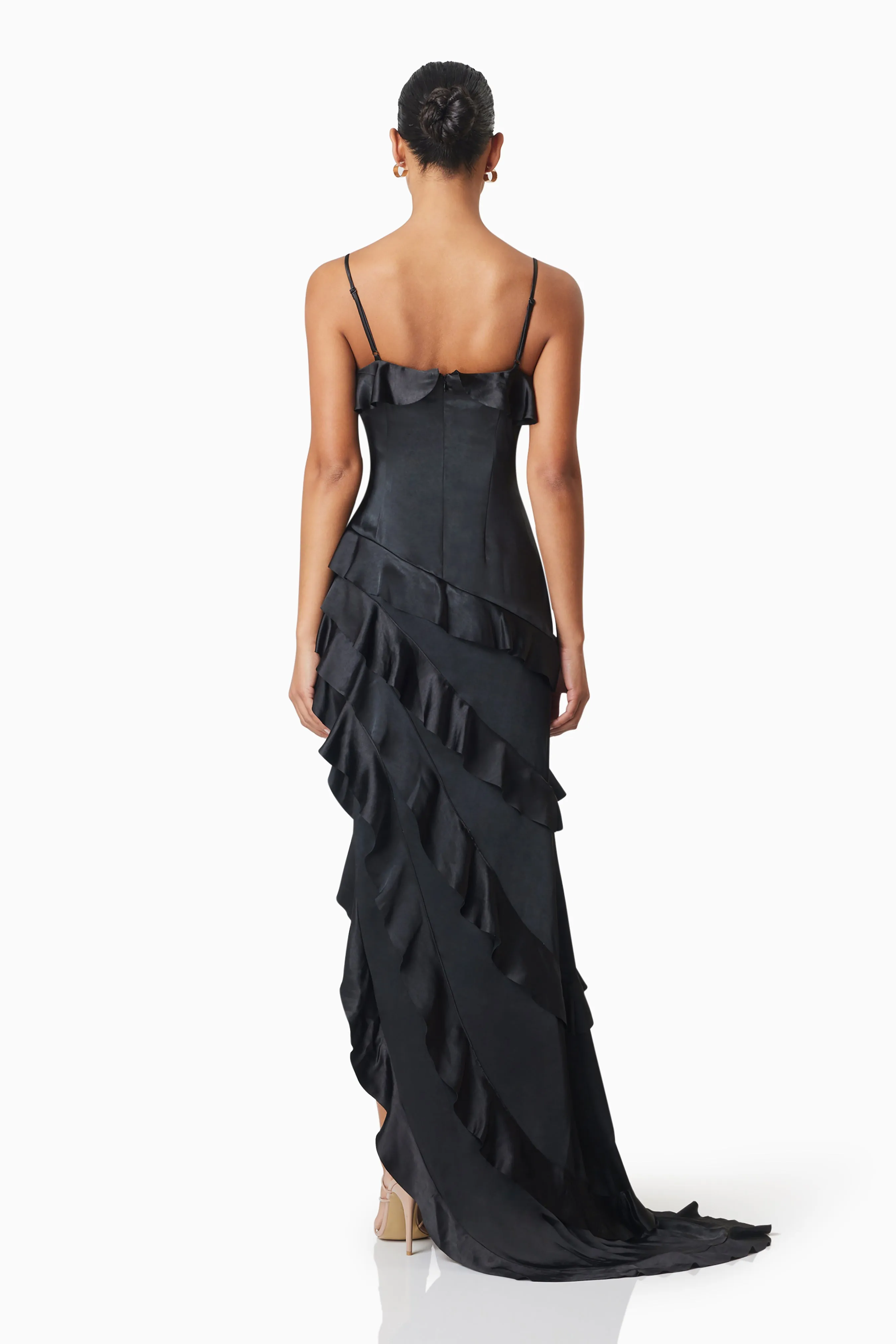 Kyla Asymmetrical Maxi Dress In Black