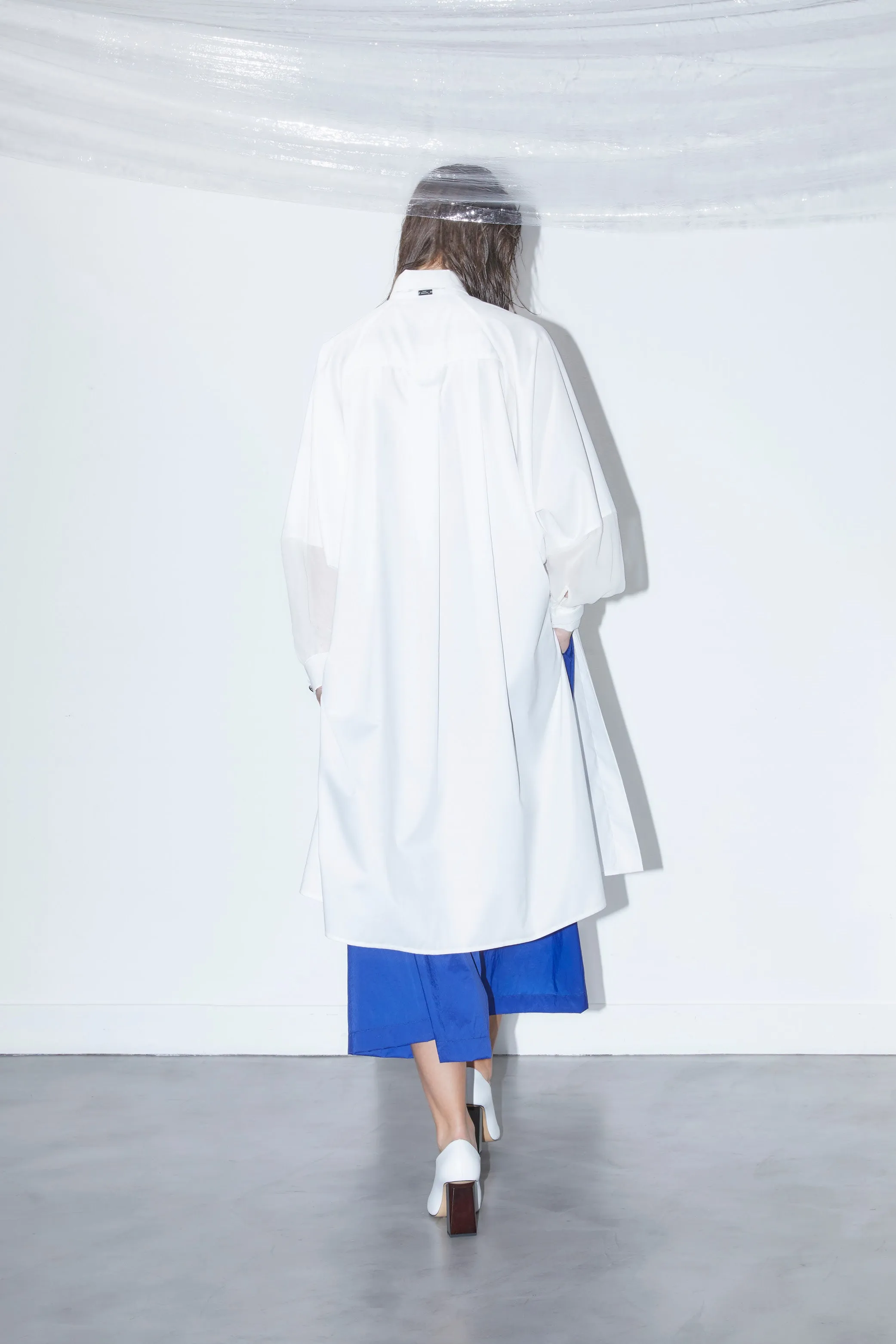LANDED white - silk and cotton tunic shirt