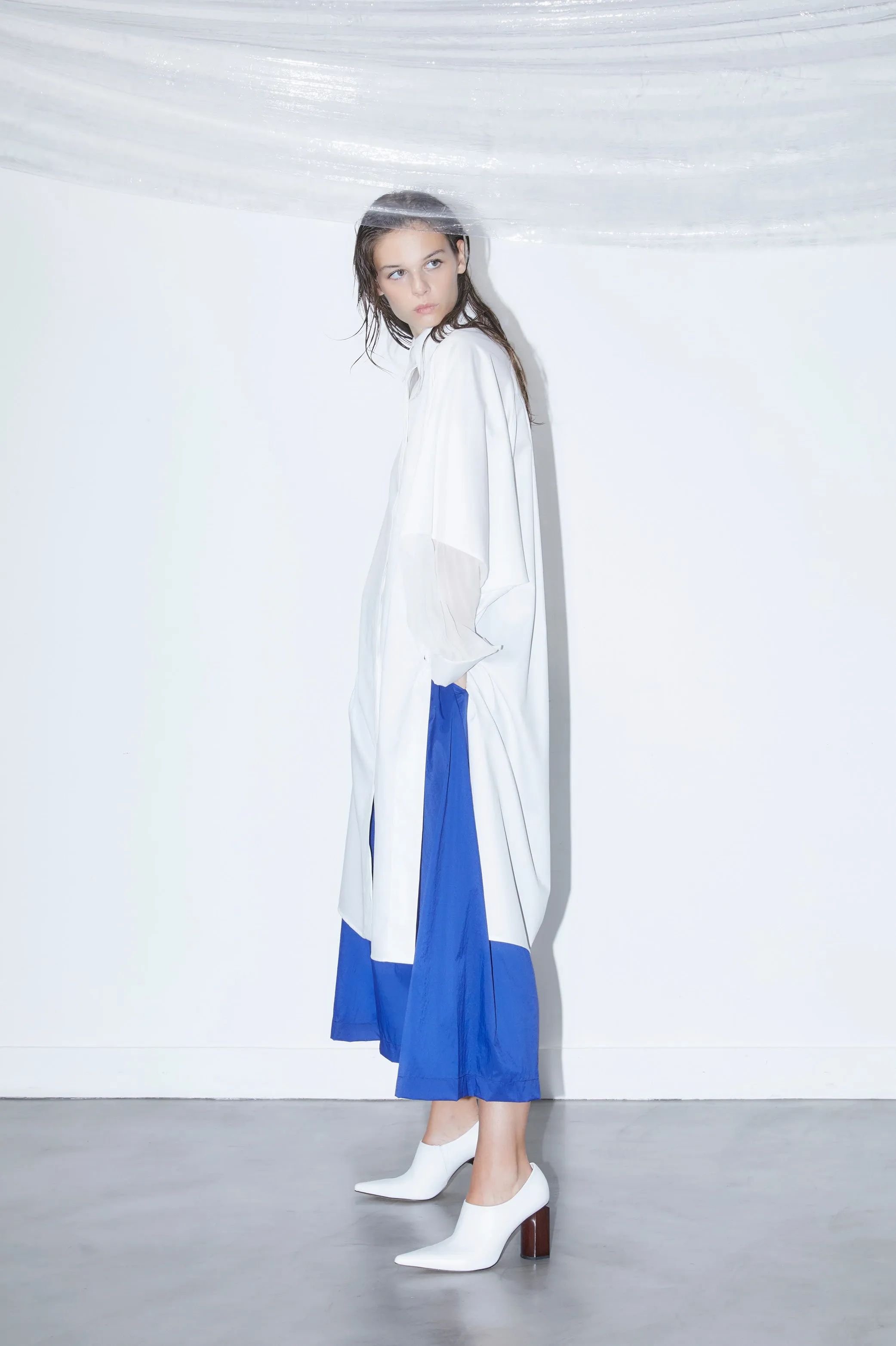 LANDED white - silk and cotton tunic shirt