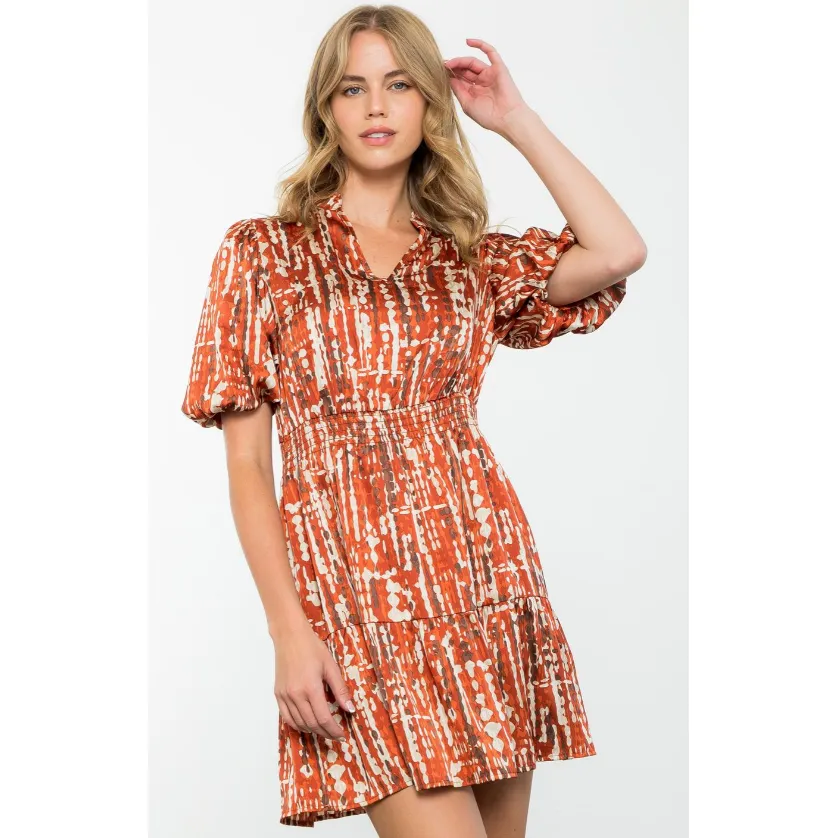 Marianne Puff Sleeve Print THML Dress -SALE