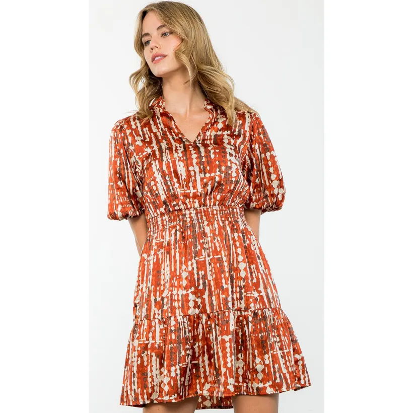 Marianne Puff Sleeve Print THML Dress -SALE