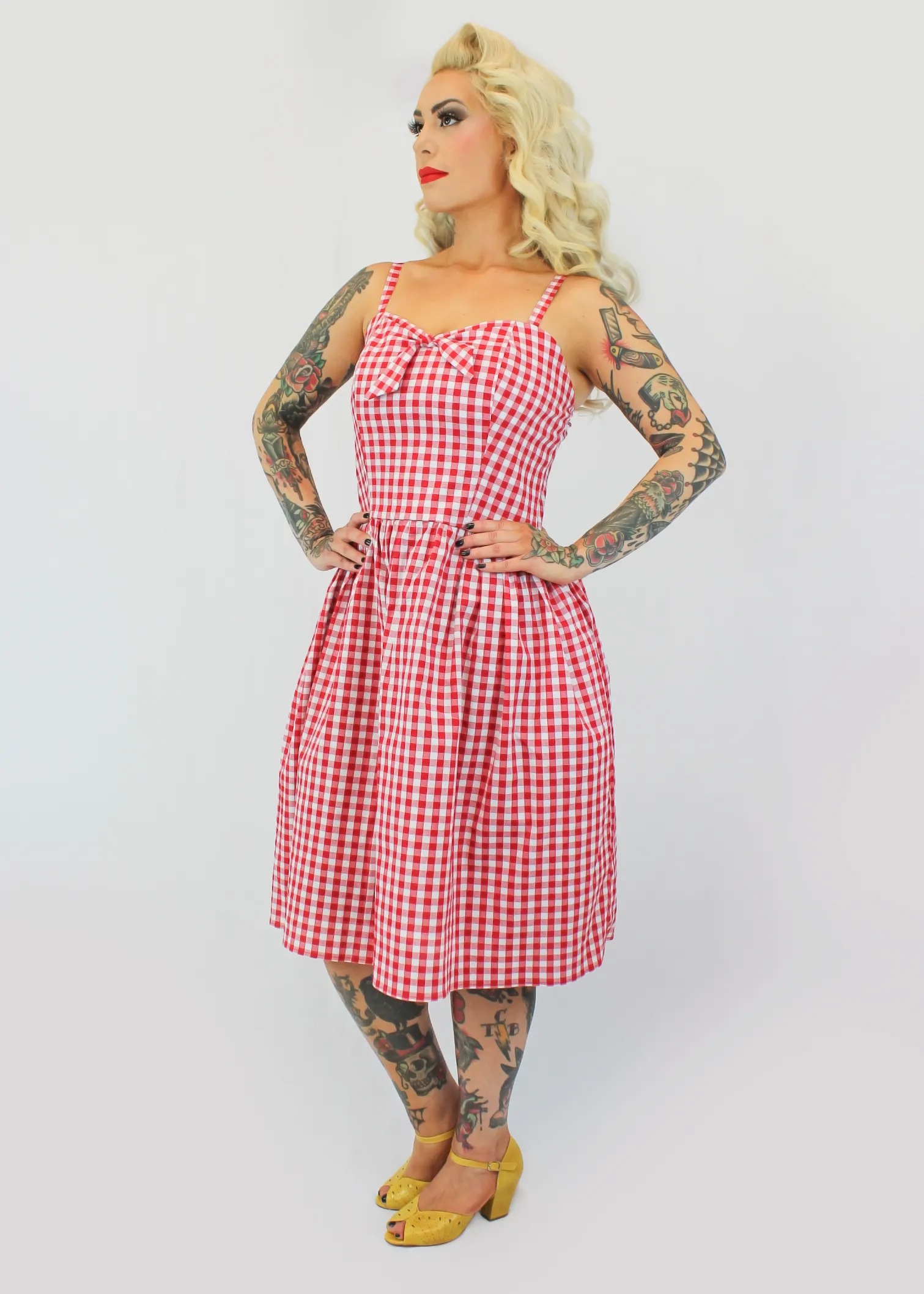 Red Gingham Dress With Adjustable Straps #SGD-RW