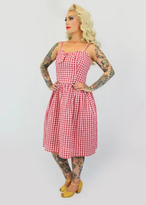 Red Gingham Dress With Adjustable Straps #SGD-RW