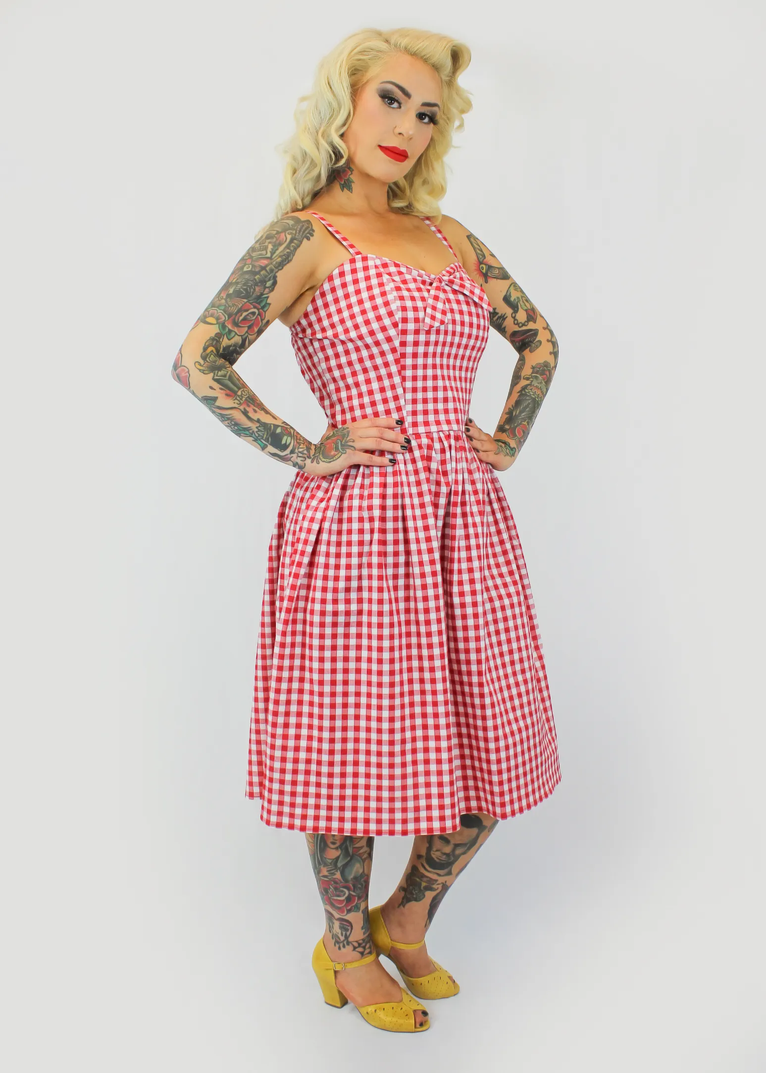 Red Gingham Dress With Adjustable Straps #SGD-RW