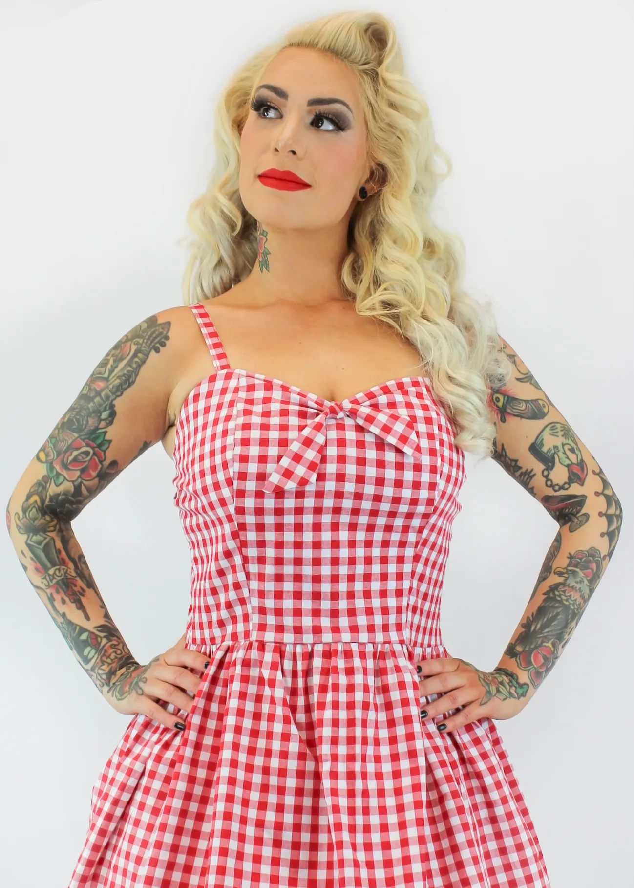Red Gingham Dress With Adjustable Straps #SGD-RW