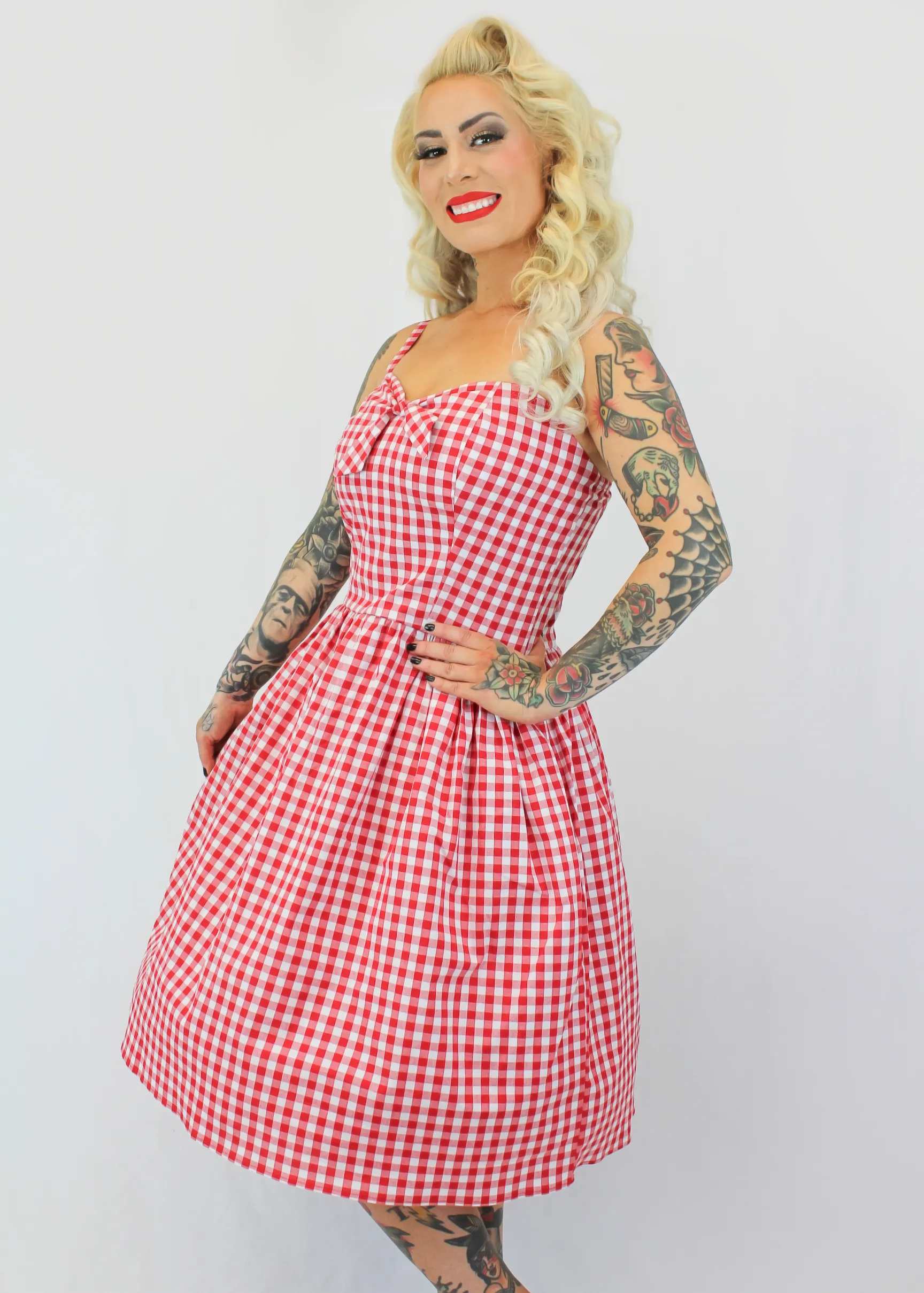 Red Gingham Dress With Adjustable Straps #SGD-RW