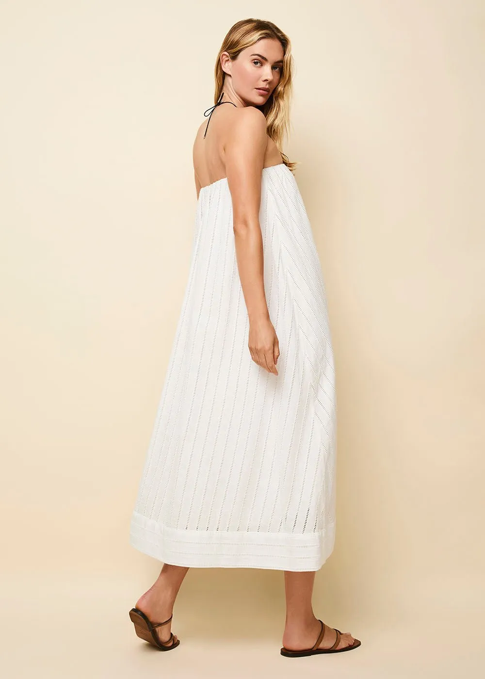 The Evelyn Striped Eyelet Dress